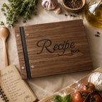 Personalized Wooden Recipe Book| Custom Family Cookbook| Engraved Recipe Journal| Gift for Mom or Grandma