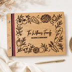 Personalized Wooden Recipe Book| Custom Engraved Family Cookbook| Blank Recipe Journal