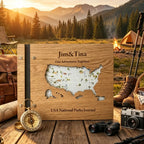 Personalized Wooden USA National Parks Travel Journal, Explorer Gift