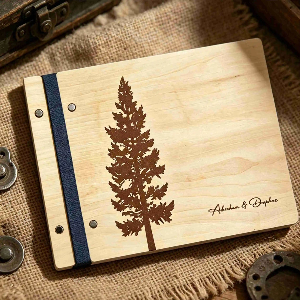 Personalized Pine Tree Guest Book for Airbnb Cabins Lodge, Vacation home Welcome Journal