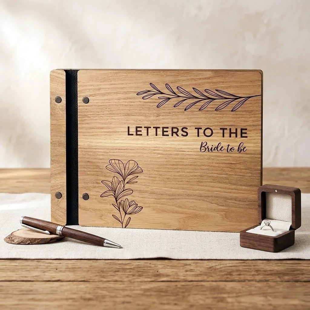 Wooden Bridal Shower Guest Book & Wedding Advice Keepsake