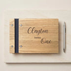 Personalized Wooden Guest Book: Photo Album Turns One Gift for Birthday Keepsake