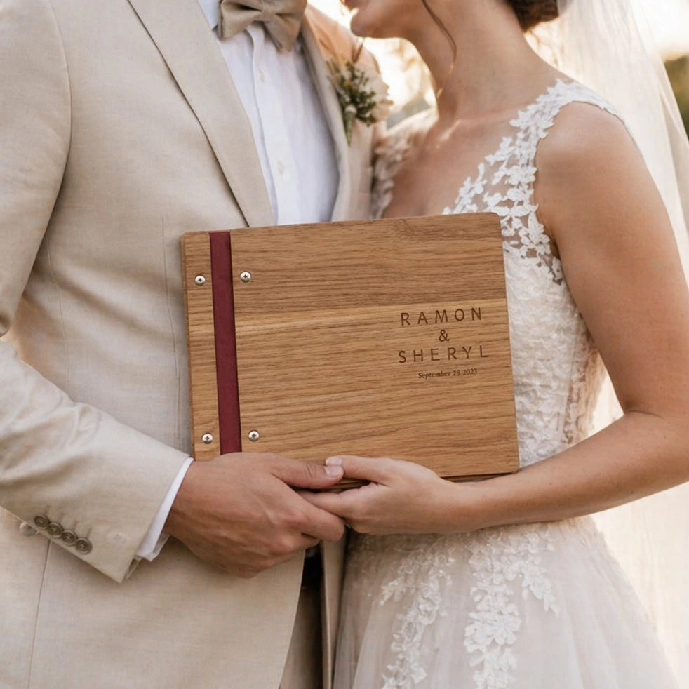 Personalized Wooden Wedding Guest Book, Custom Engraved Guestbook, Polaroid Photobooth Album, Wedding Easter Gift