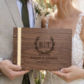 Custom Engraved Sign In Book | Personalized Wooden Wedding Guest Book with Names