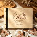 Personalized Wood Mother’s Day Scrapbook, Handcrafted Memory Guest Book & Photo Album