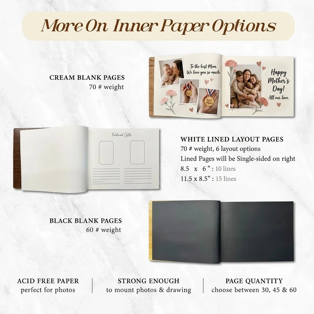 Custom Mother's Day Gift - Personalized Wooden Photo Album & Guestbook