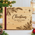 Personalized Christmas Family Memory Book – Custom Engraved Wooden Christmas Keepsake Album