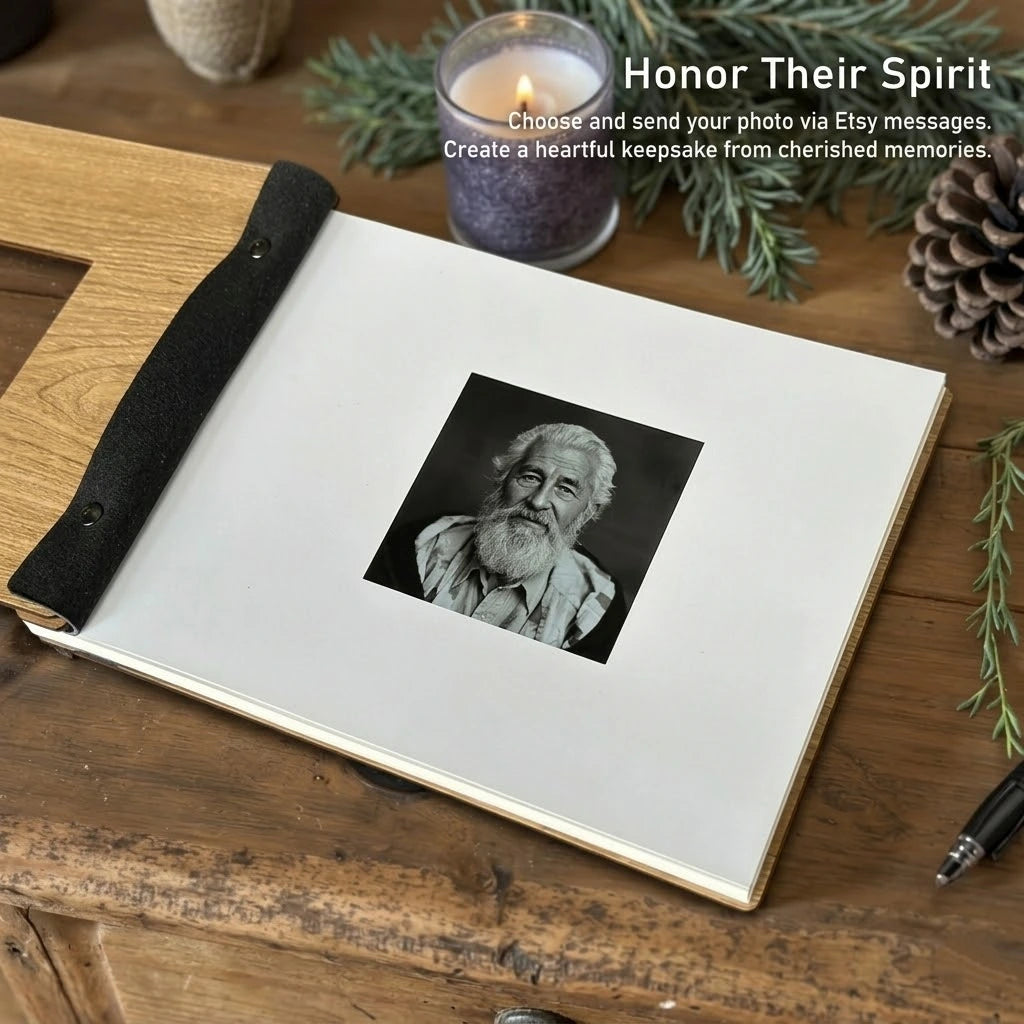 Personalized Wooden Memorial Guest Book, Celebration of Life, Grief Keepsake