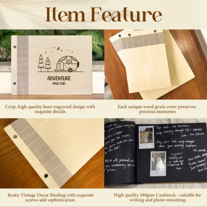 Personalized Fairytale Castle Wedding Guest Book – Engraved Wood Guestbook