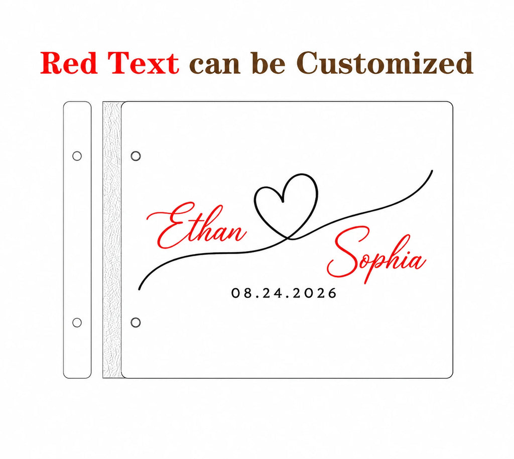Personalized Wedding Guest Book - Custom Engraved Bamboo Keepsake for Weddings with Names & Date