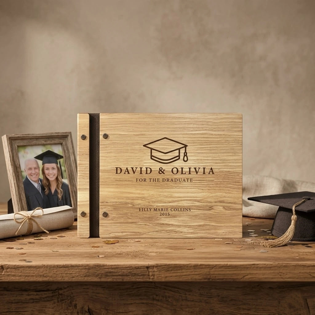 Wooden graduation guestbook, pine wood guest book, custom graduation yearbook