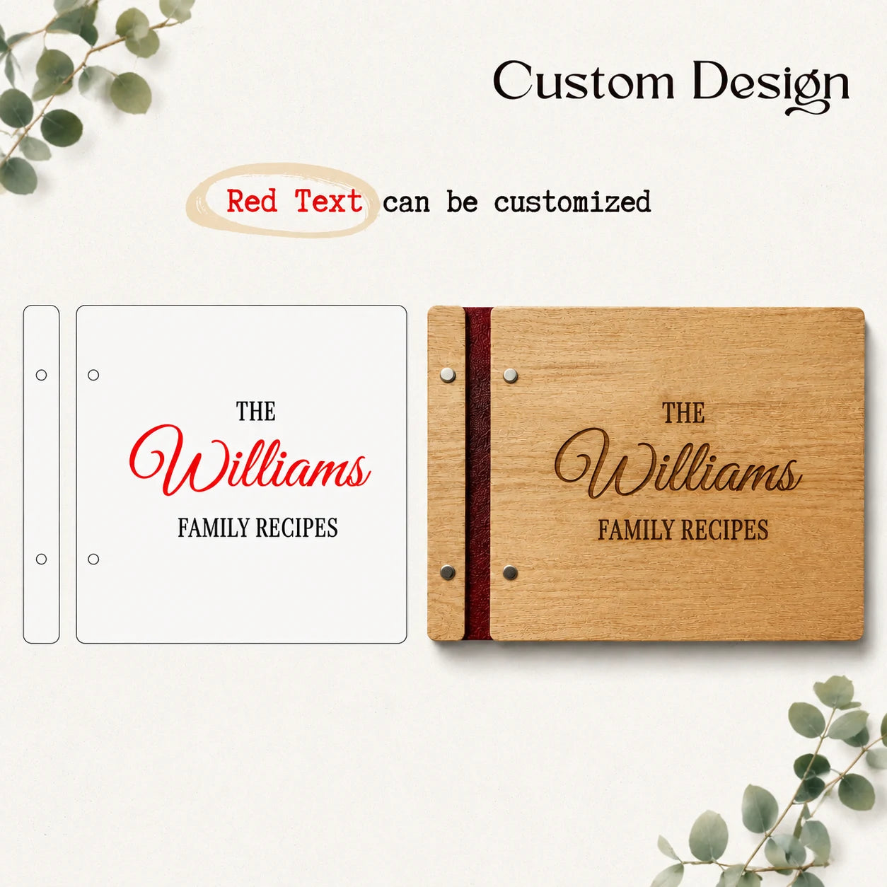 Custom Family Cookbook | Handmade Wooden Recipe Album Gift for Mom Grandma