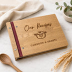 Personalized Wooden Recipe Book | Custom Engraved Family Cookbook and Recipe Journal
