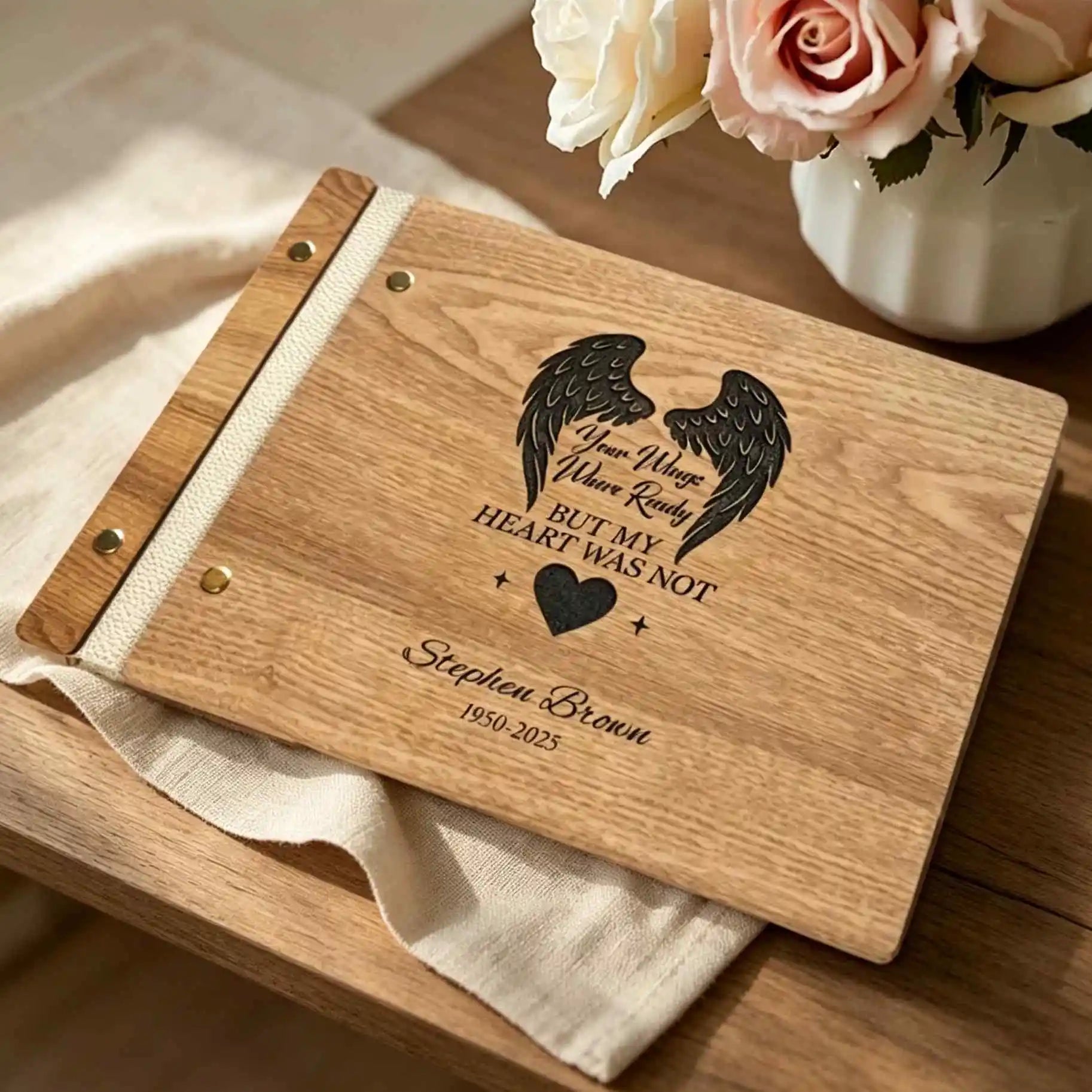 Personalized Wooden Guest Book: Engraved Celebration of Life