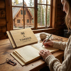 Wooden Guest Book, Pine Tree Guestbook, Custom Cabin Lodge Welcome Book for Airbnb