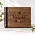 Custom Engraved Wedding Guest Book with Floral Design, Personalized Wooden Keepsake Guestbook