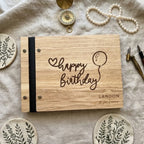 Personalised wooden guestbook: photo album, commemorative gift, birthday keepsake