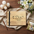 Personalized  Wooden Memorial Guest Book, Celebration of Life Engraved Keepsake with Flock of Birds