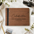Personalized Walnut Wooden Memory Book – Custom Engraved Keepsake Album for Birthdays & Special Moments