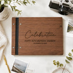 Personalized Walnut Wooden Memory Book – Custom Engraved Keepsake Album for Birthdays & Special Moments