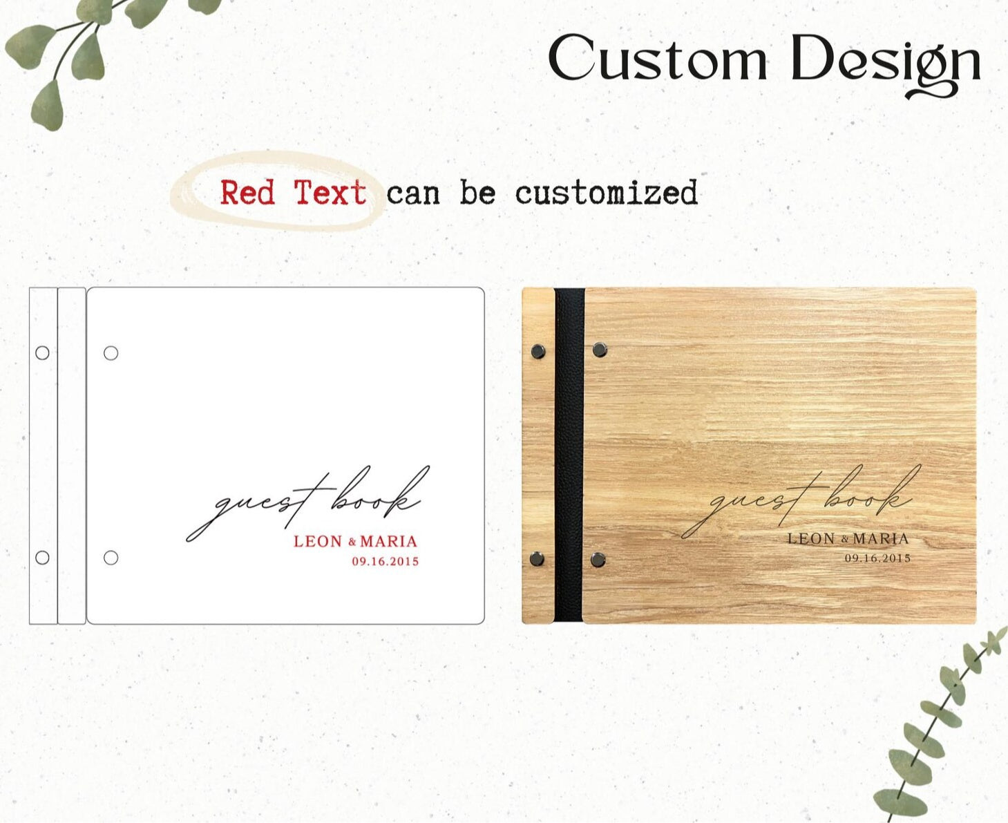Solid Wood Wedding Guest Book - Engraved Blessings Keepsake | Personalized with Names & Date