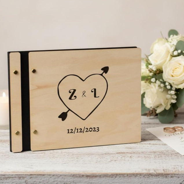 Personalized Wooden Wedding Guest Book, Custom Engraved Guestbook, Polaroid Photobooth Album, Wedding Easter Gift