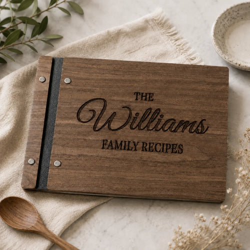 Custom Family Cookbook | Handmade Wooden Recipe Album Gift for Mom Grandma