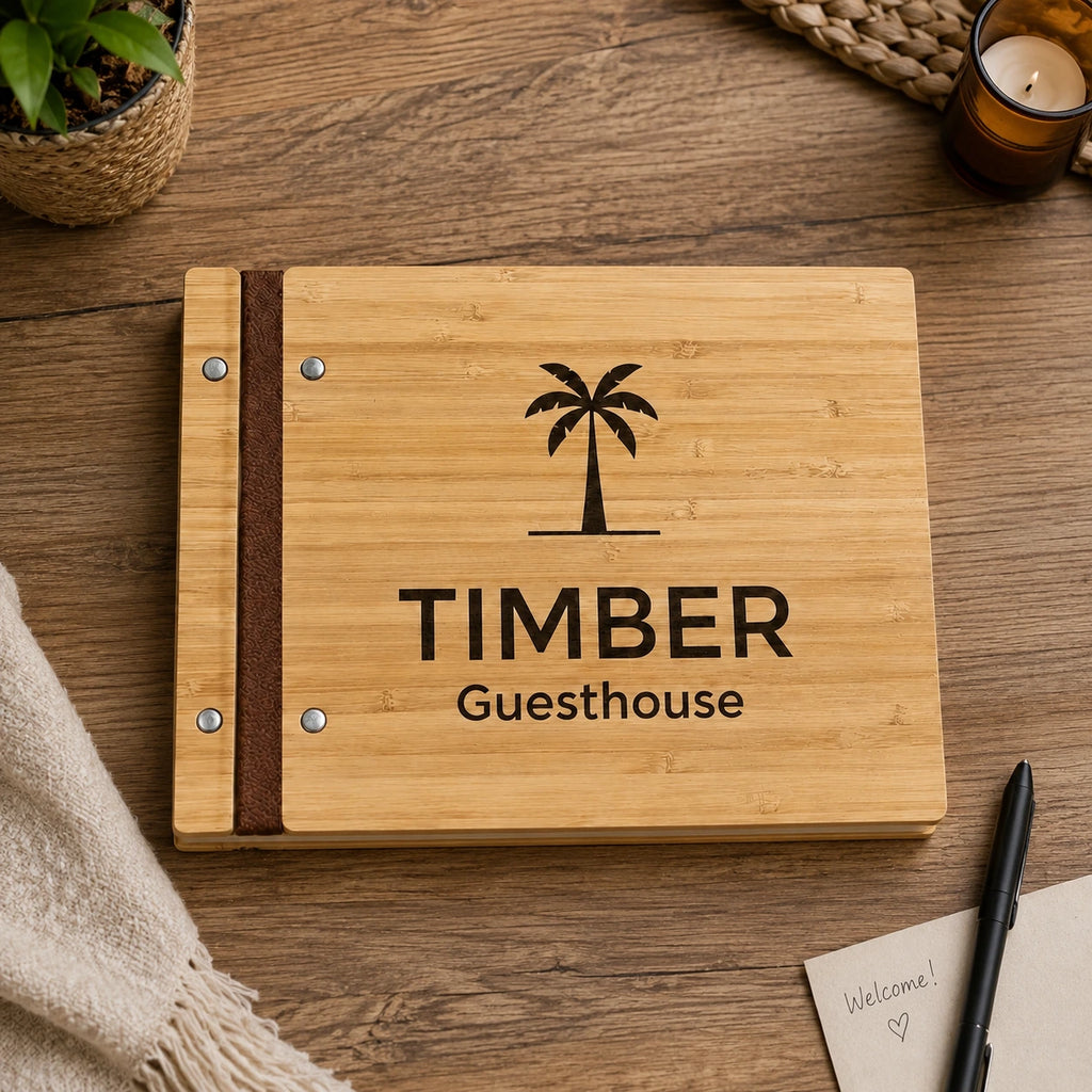 Airbnb Host Gift – Personalized Wooden Guest Book for Vacation Rental Homes & Cabins