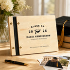 Personalized Graduation Wood Guest Book – Custom Class of 2026 Photo Album Memory Keeper