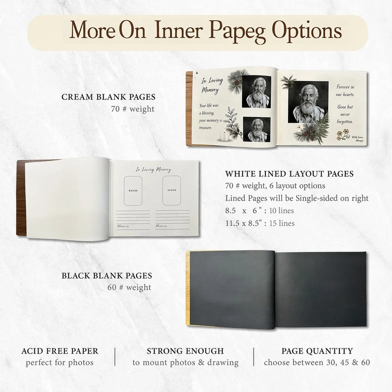 Personalized Wooden Guest Book: Engraved Celebration of Life, Memorial Guestbook
