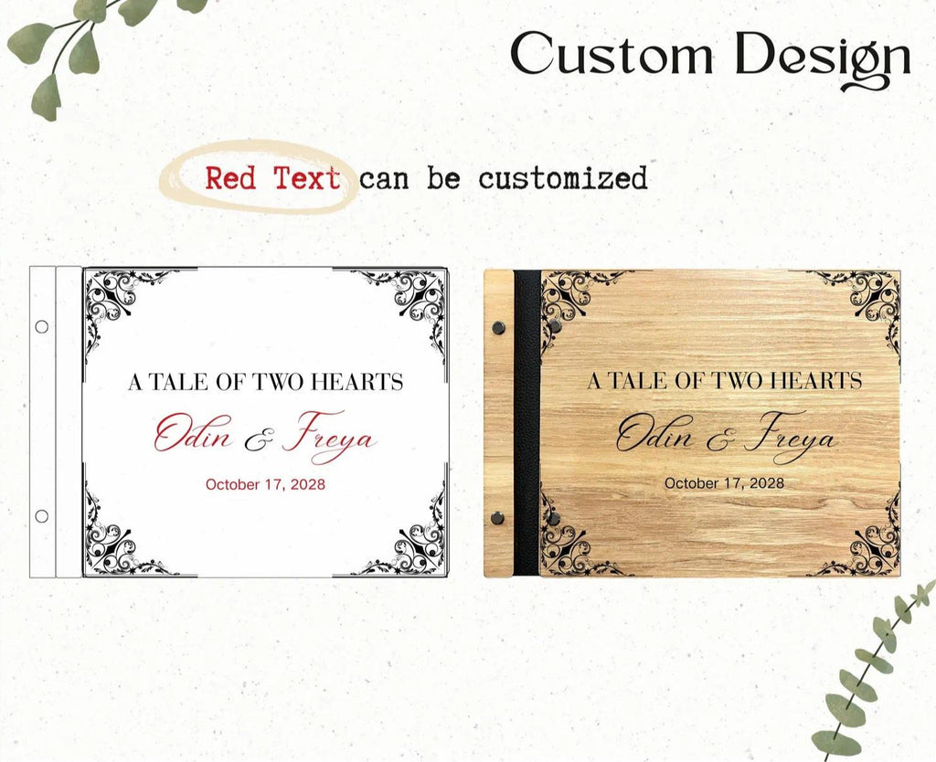 Personalized Rustic Wooden Wedding Guest Book – Vintage Engraved Wedding Keepsake Album