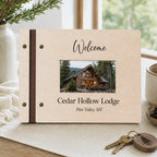 Personalized Airbnb Guest Book, Custom Wooden Welcome Book for Vacation Rental & Cabin Lodge
