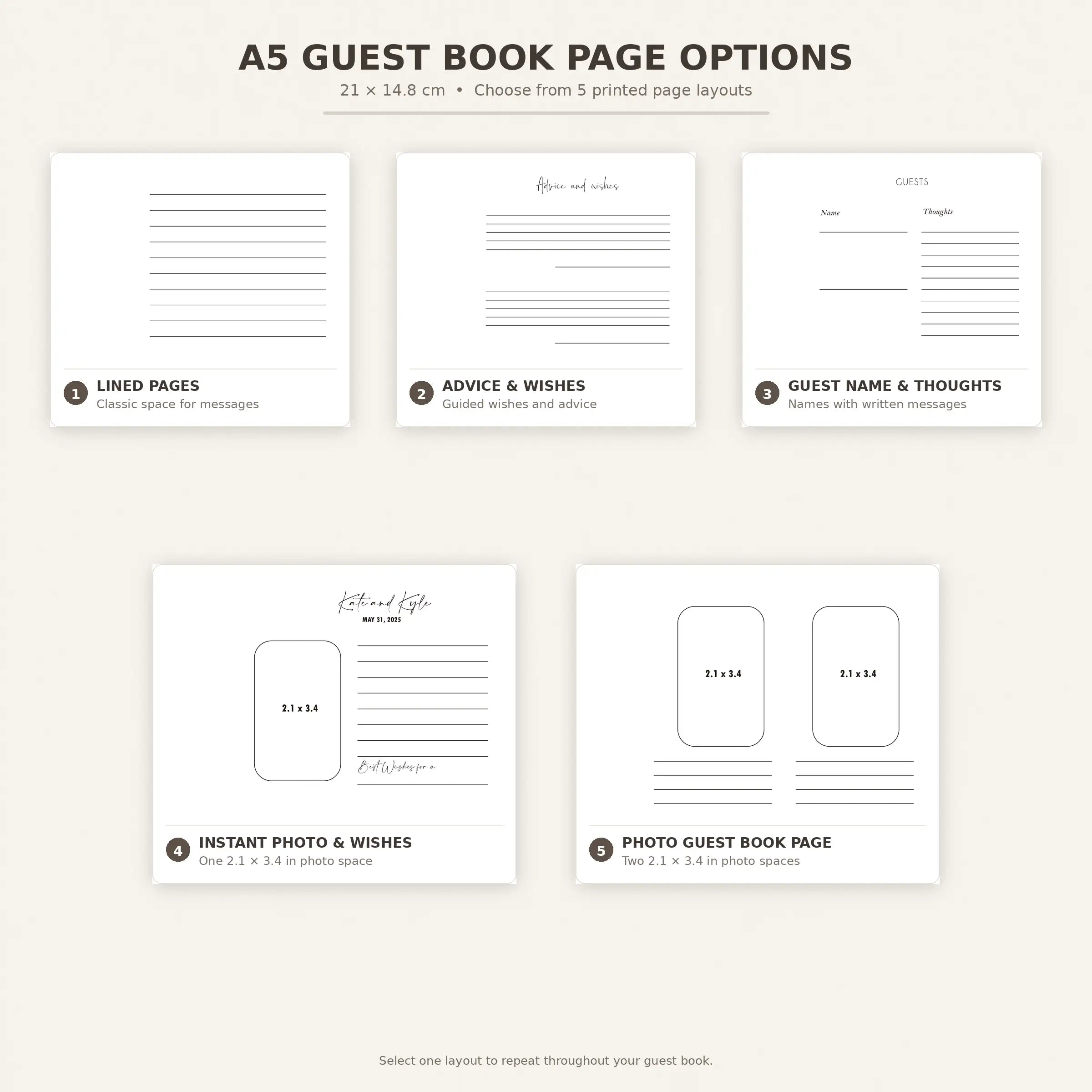Personalized Guest Book Page Printing Add-On – A4/A5 Standard Paper or Cardstock