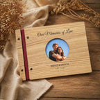 Personalized Wooden Wedding Guest Book: Engraved Photo Album Keepsake