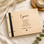 Personalized Wooden Baby Memory Book – First Year Milestone Album Keepsake