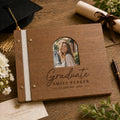 Custom Engraved Wooden Graduation Guest Book - Personalized Photo Album & Scrapbook