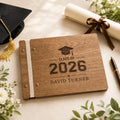 Personalized Graduation Guest Book - Custom Wooden Photo Album, Class of 2026 Senior Gift