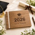 Personalized Graduation Guest Book - Custom Wooden Photo Album, Class of 2026 Senior Gift