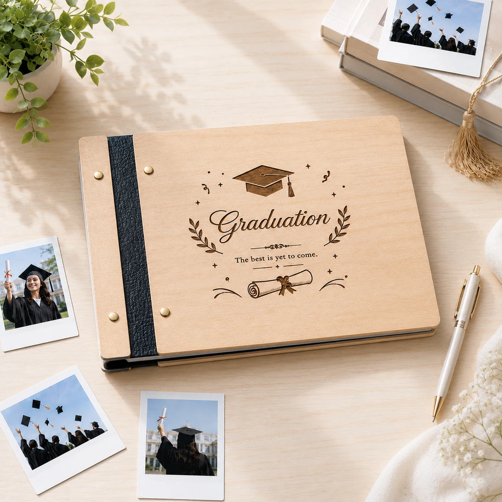 Personalized Wooden Graduation Guest Book & Photo Album | Class of 2026