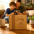 Personalized Father’s Day Gift: Custom Wooden Photo Album with Name