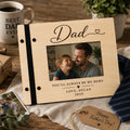 Custom Engraved Wood Scrapbook | Personalized Dad Photo Album | Best Father’s Day Keepsake Gift
