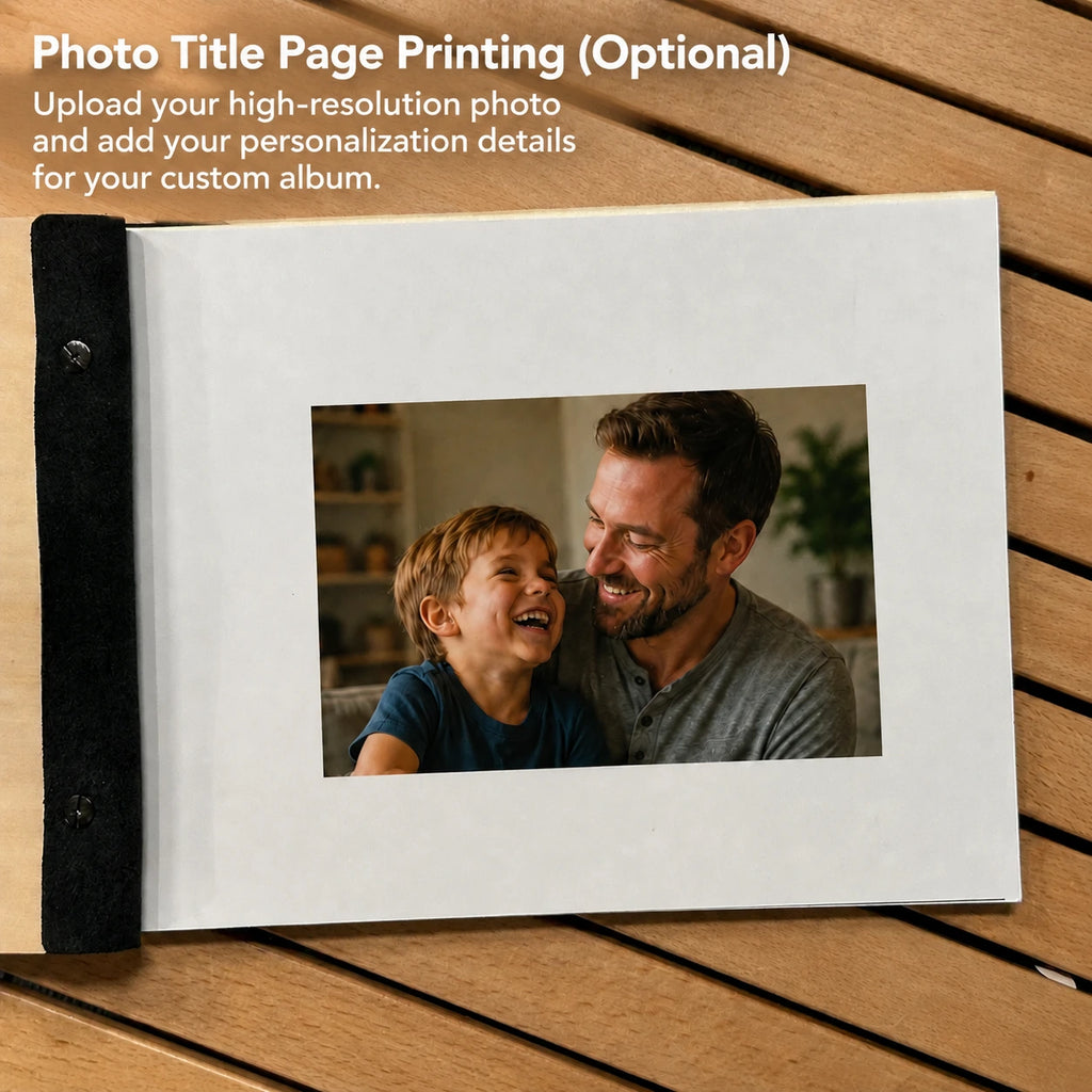 Custom Engraved Wood Scrapbook | Personalized Dad Photo Album | Best Father’s Day Keepsake Gift