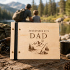Father's Day Gift Wooden Memory Book - Adventure Journal for Dad