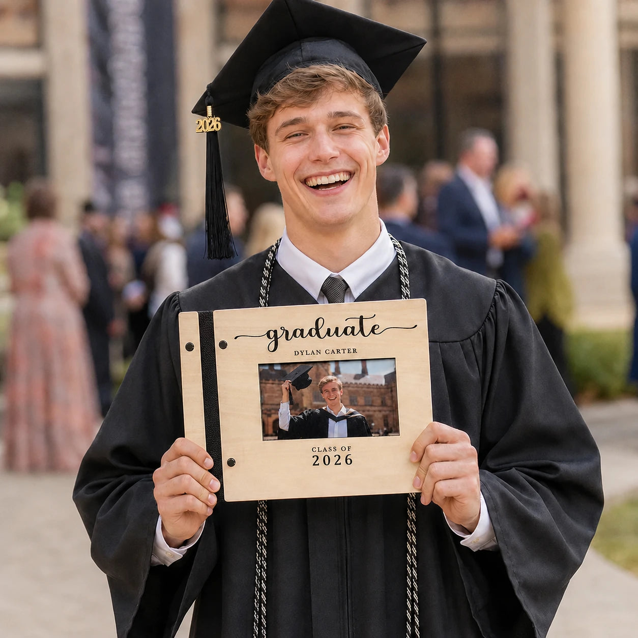 Personalized Wooden Graduate Guest Book Class of 2026 Engraved Graduation Scrapbook