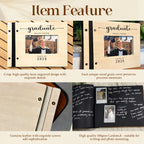 Personalized Wooden Graduate Guest Book Class of 2026 Engraved Graduation Scrapbook