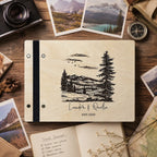 Custom Engraved Wooden Guest Book: Adventure Scrapbook Album