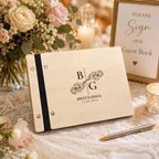 Personalized Wooden Wedding Guest Book: Engraved Photo Album