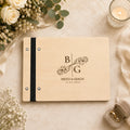 Personalized Wooden Wedding Guest Book: Engraved Photo Album