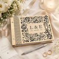 Personalized Wooden Wedding Guest Book | Rose Laser Cut Sign-In Book | Gifts for Couple