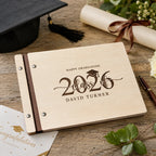 Personalized Wooden Graduation Guest Book | Custom Yearbook &amp; Memory Album